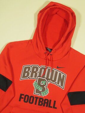 Nike Brown University Football Hoodie Mens L Red Team Issue Ivy League #38